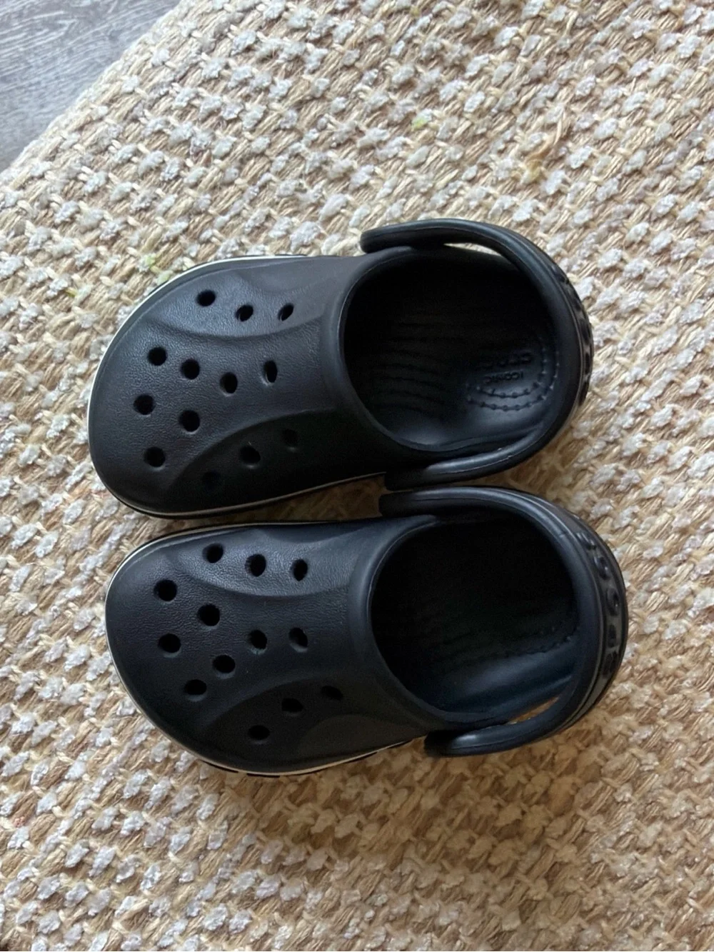 CROCS Kids' Black Clogs with White Accent Logo Trim